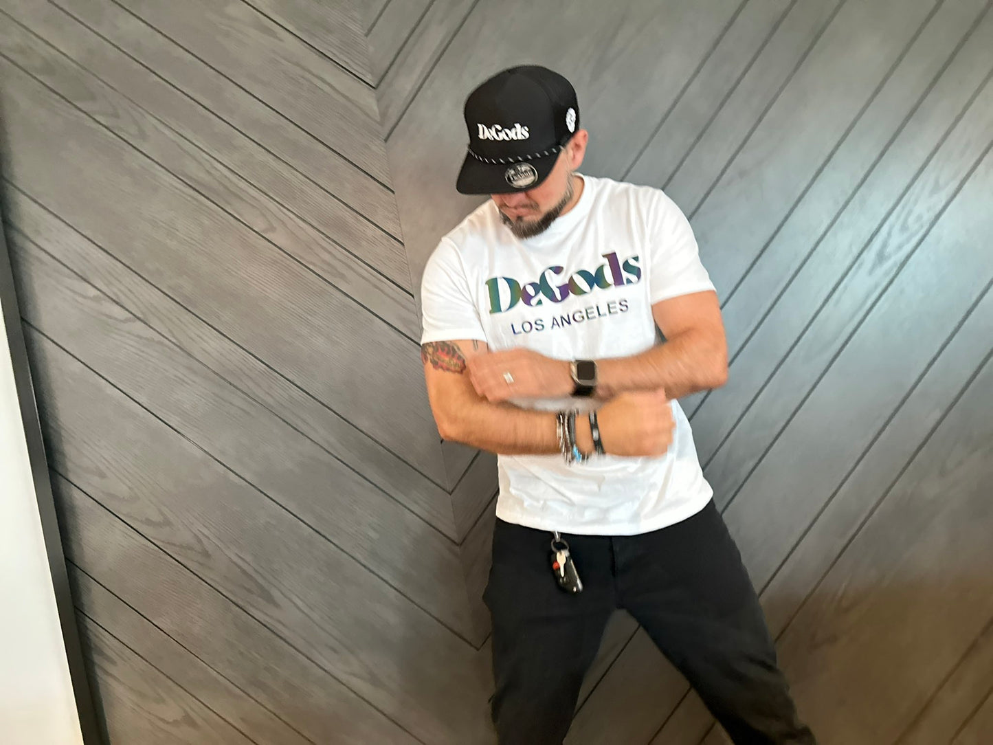 White DeGods T-Shirt with Black/Reflective Logo